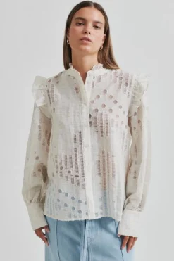 Clearance Second Female Nete Frill Shirt 59393 1044 Coconut Milk