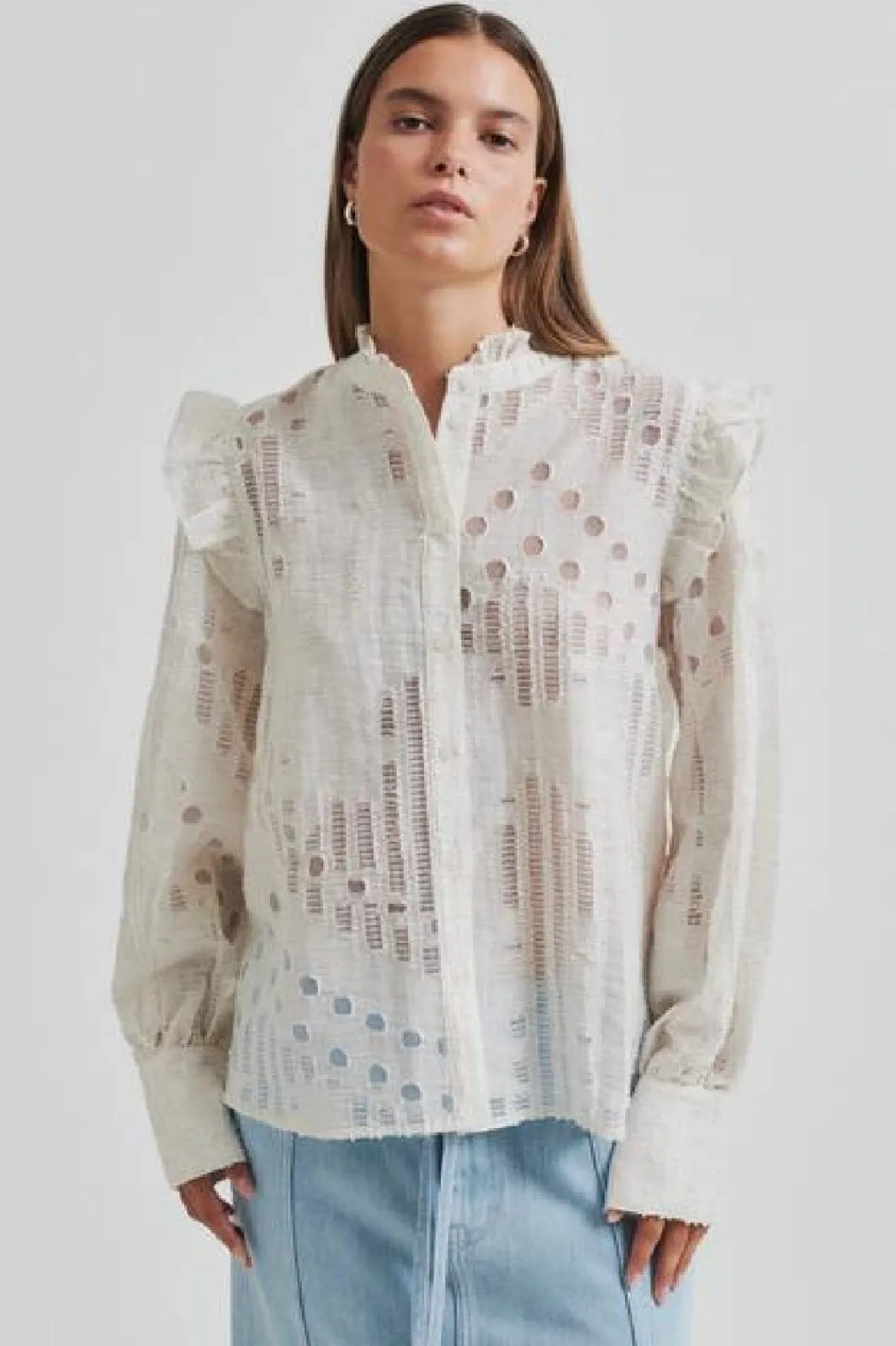 Clearance Second Female Nete Frill Shirt 59393 1044 Coconut Milk