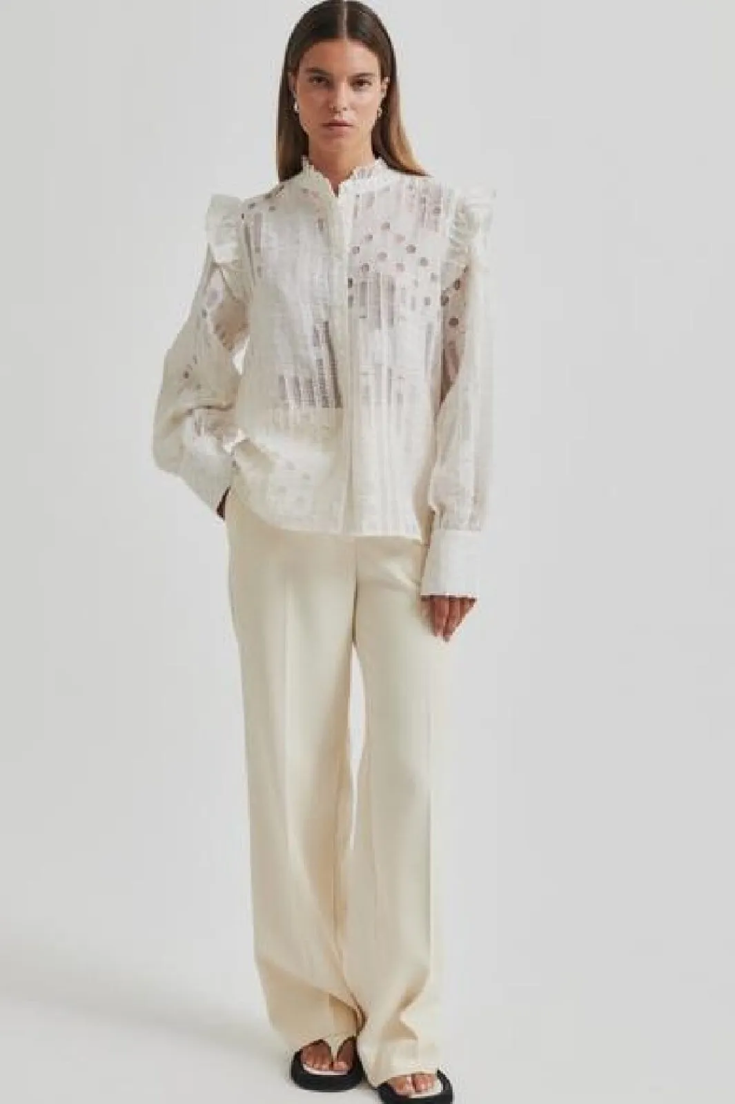 Clearance Second Female Nete Frill Shirt 59393 1044 Coconut Milk