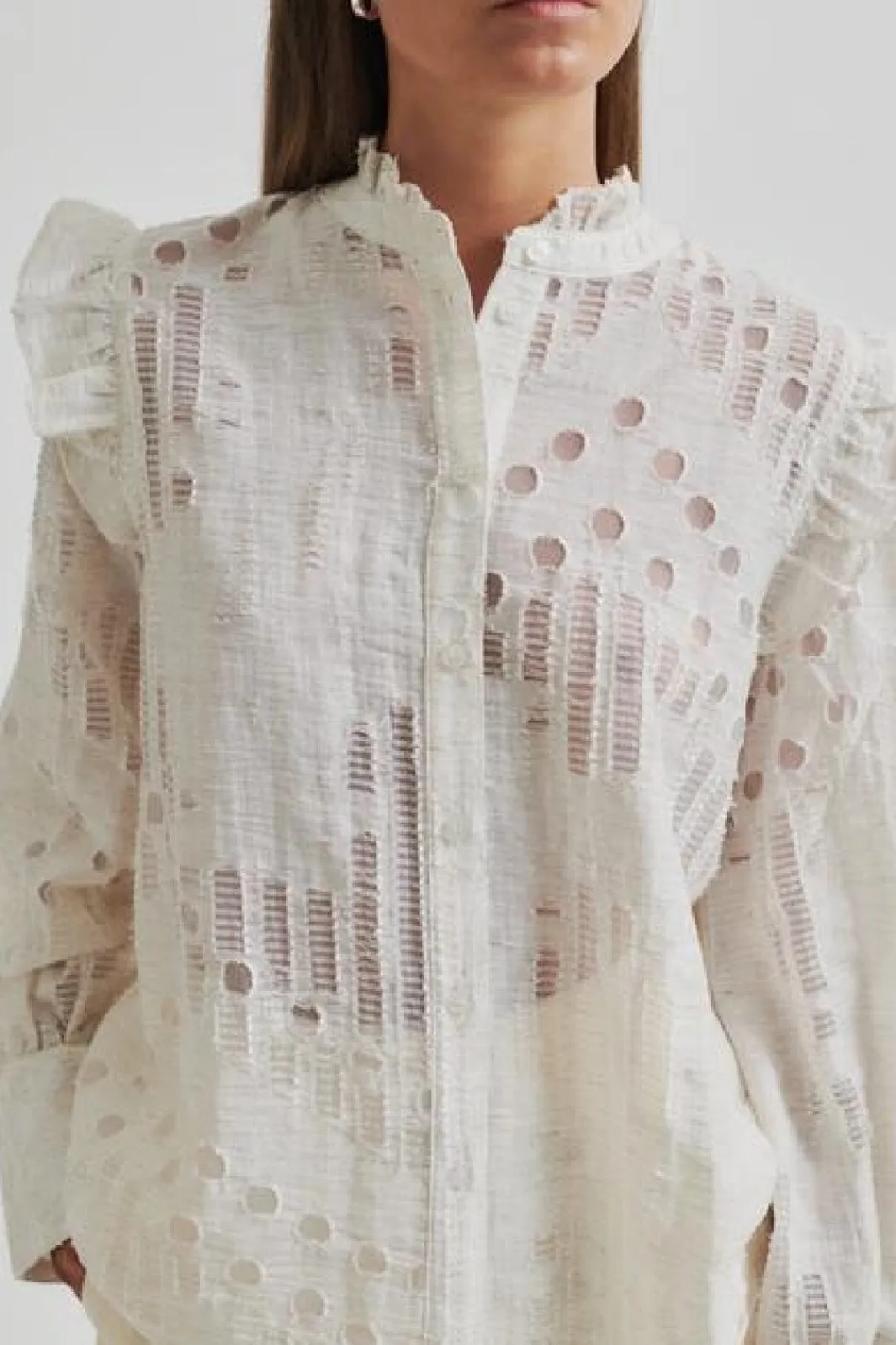 Clearance Second Female Nete Frill Shirt 59393 1044 Coconut Milk