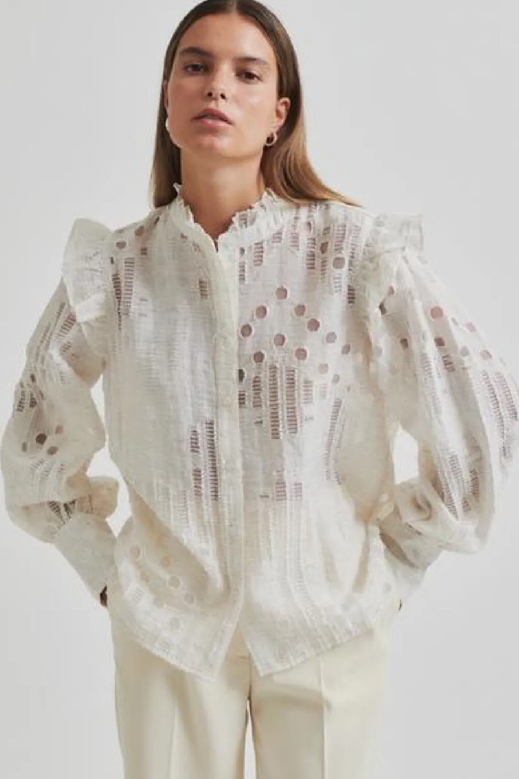 Clearance Second Female Nete Frill Shirt 59393 1044 Coconut Milk