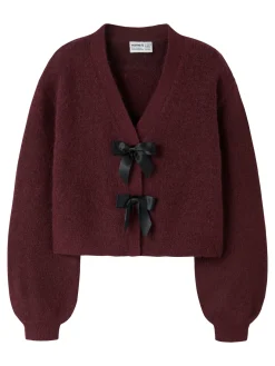 Outlet Name It Nkfrina Ls Knit Card 4881437 Burgundy Black Bow