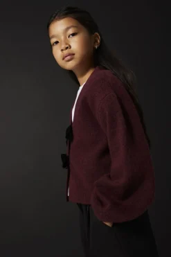 Outlet Name It Nkfrina Ls Knit Card 4881437 Burgundy Black Bow