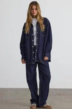 Outlet Noisy May Nmalva L/S Denim Shacket Az386Db 4532250 Dark Blue Denim