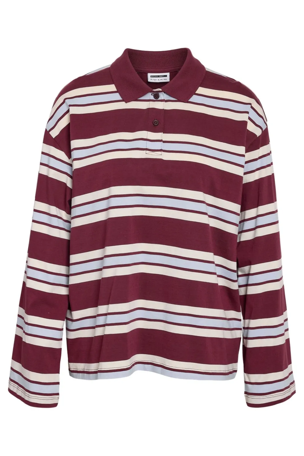 Noisy May Nmaura L/S Striped Polo Shirt 4828919 Windsor Wine Cashmere/Birch