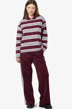 Noisy May Nmaura L/S Striped Polo Shirt 4828919 Windsor Wine Cashmere/Birch