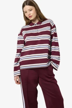 Noisy May Nmaura L/S Striped Polo Shirt 4828919 Windsor Wine Cashmere/Birch