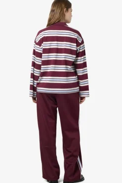 Noisy May Nmaura L/S Striped Polo Shirt 4828919 Windsor Wine Cashmere/Birch
