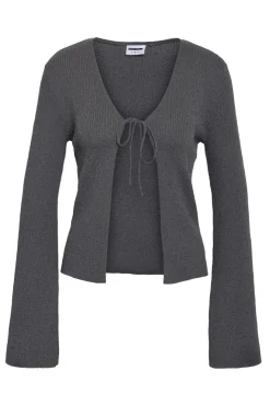Clearance Noisy May Nmaylin L/S Tie Knit Cardigan Dd 4803686 Charcoal Gray