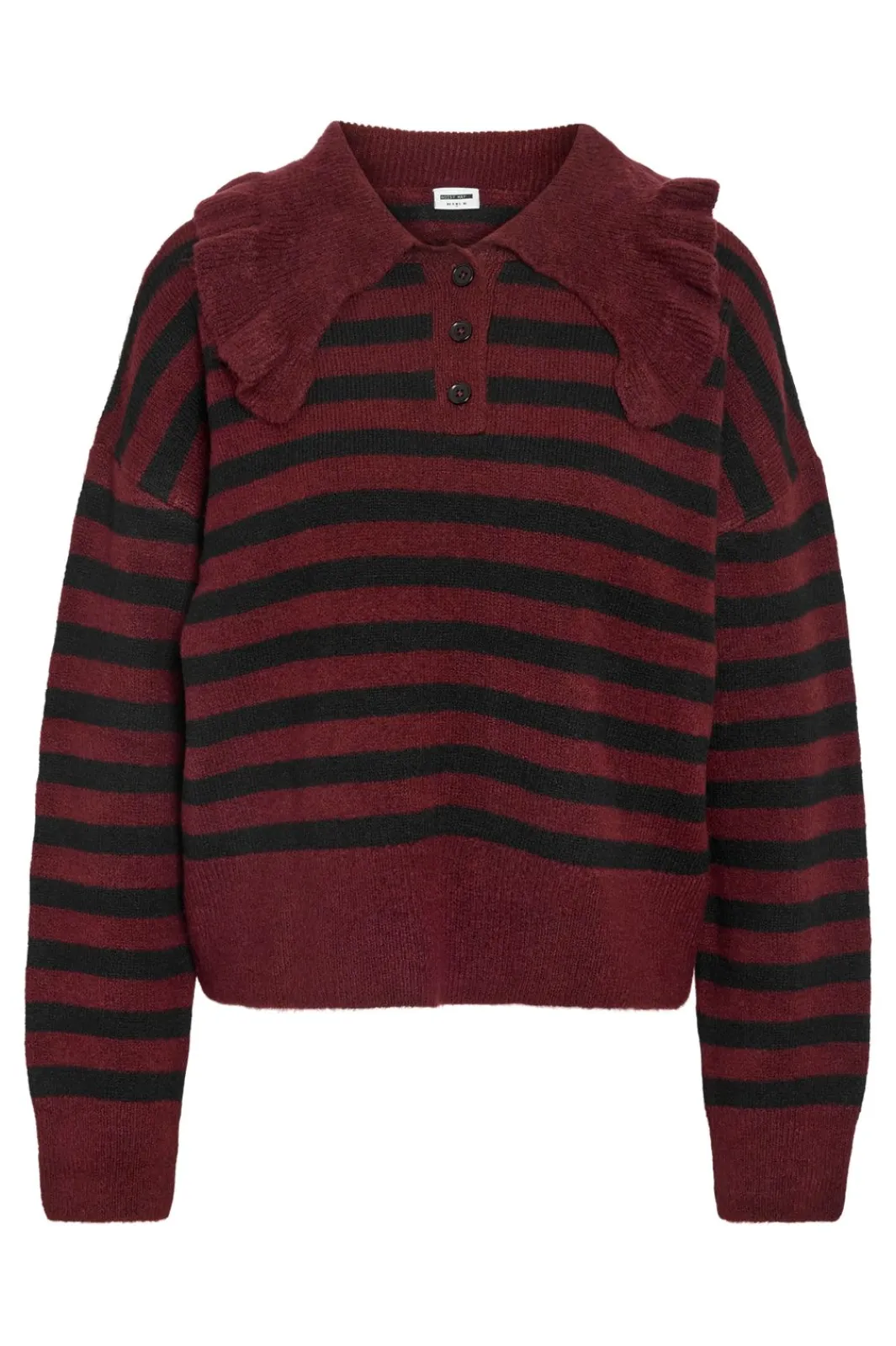 Noisy May Nmbrooke L/S Frill Collar Knit 4924582 Windsor Wine Black