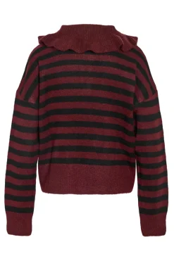 Noisy May Nmbrooke L/S Frill Collar Knit 4924582 Windsor Wine Black