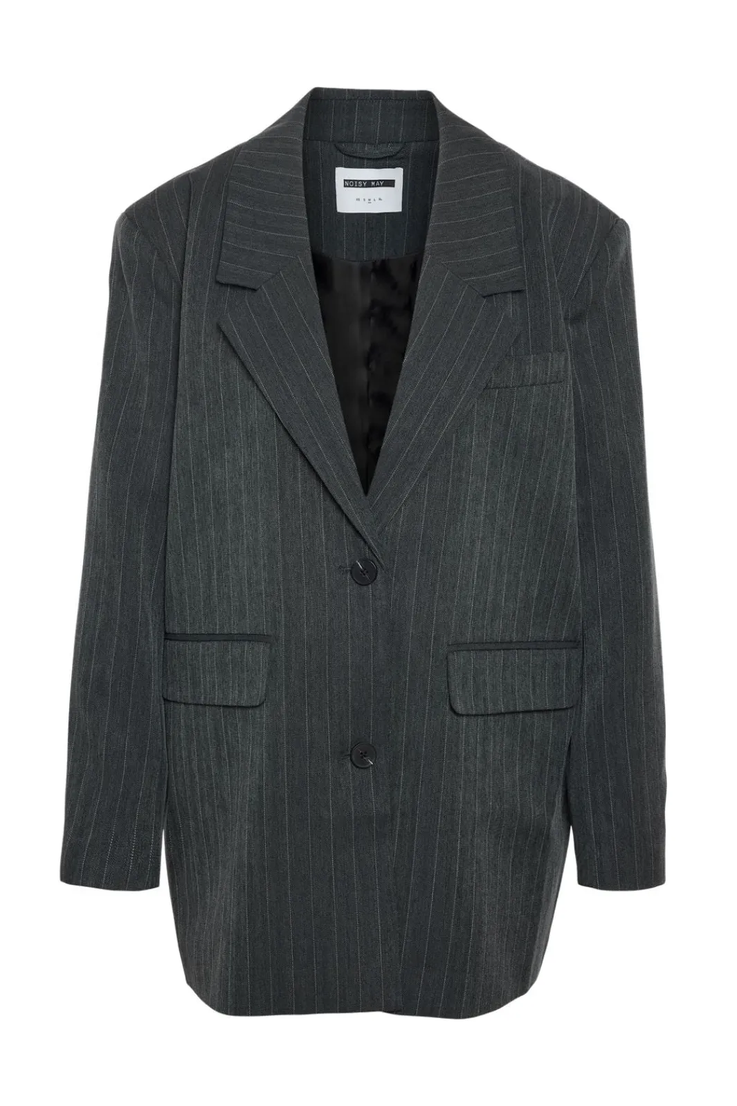 Sale Noisy May Nmcelia L/S Oversize Pinstripe Blazer Fw 4977588 Dark Grey Melange Pinstripe