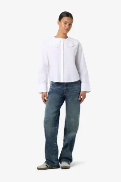 Noisy May Nmeliza L/S Embr Collar Shirt 4921981 Bright White