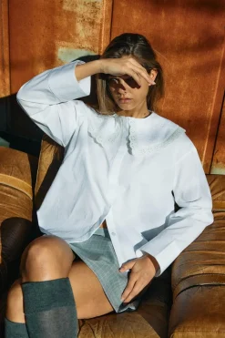 Noisy May Nmeliza L/S Embr Collar Shirt 4921981 Bright White