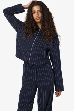 Discount Noisy May Nmella L/S Pinstripe Jacket Fwd 4896947 Navy Blazer White