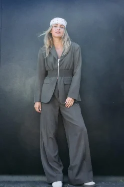 Hot Noisy May Nmiris L/S Smock Fitted Blazer 4977570 Morel Melange