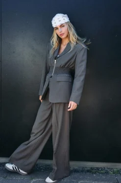 Hot Noisy May Nmiris L/S Smock Fitted Blazer 4977570 Morel Melange