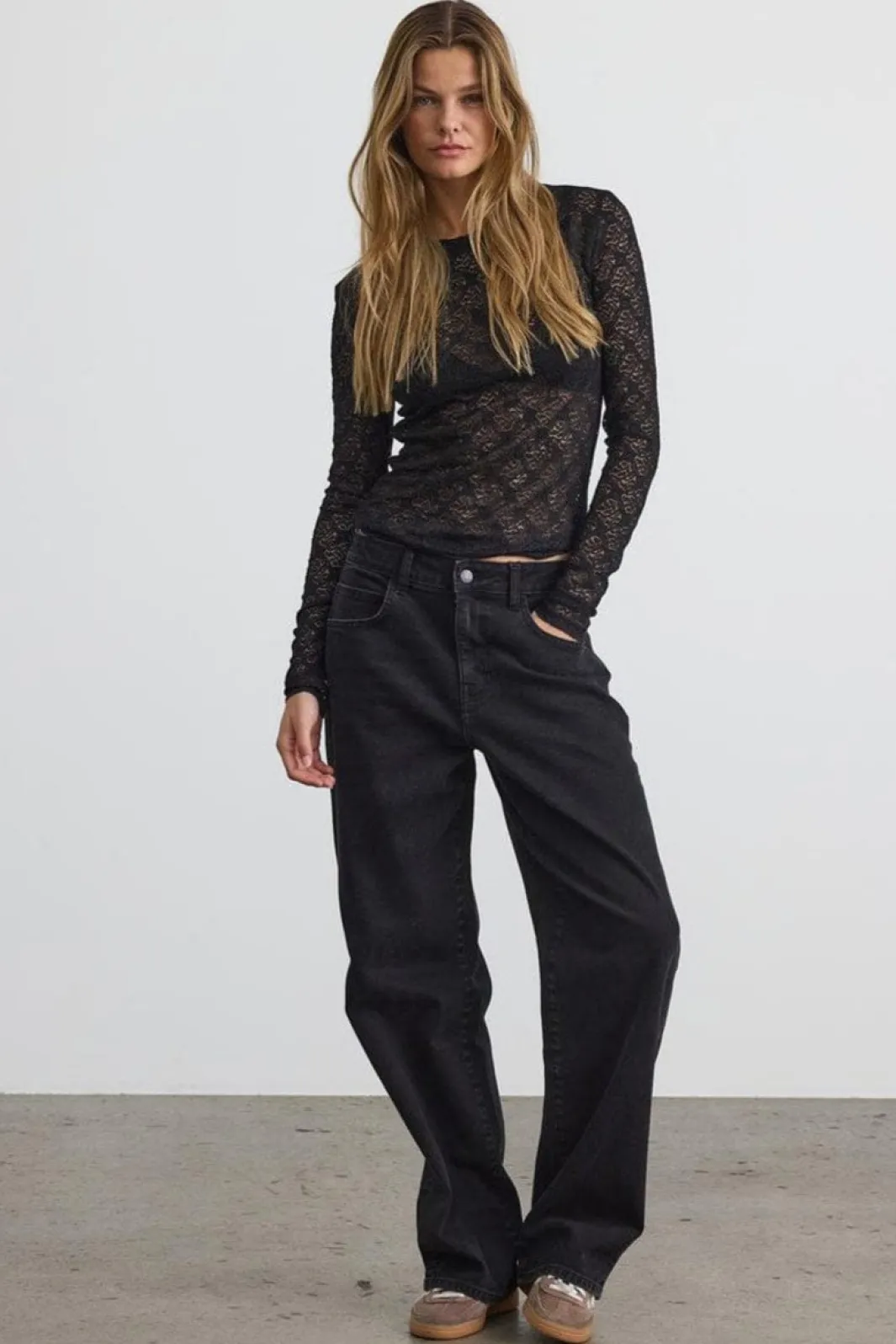 Online Noisy May Nmjudith L/S Lace Top 4793424 Black