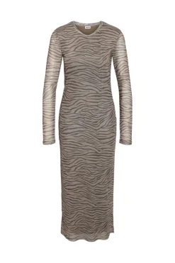 Noisy May Nmjudith L/S Mesh Dress Fwd 4867217 Chinchilla Morel Zebra