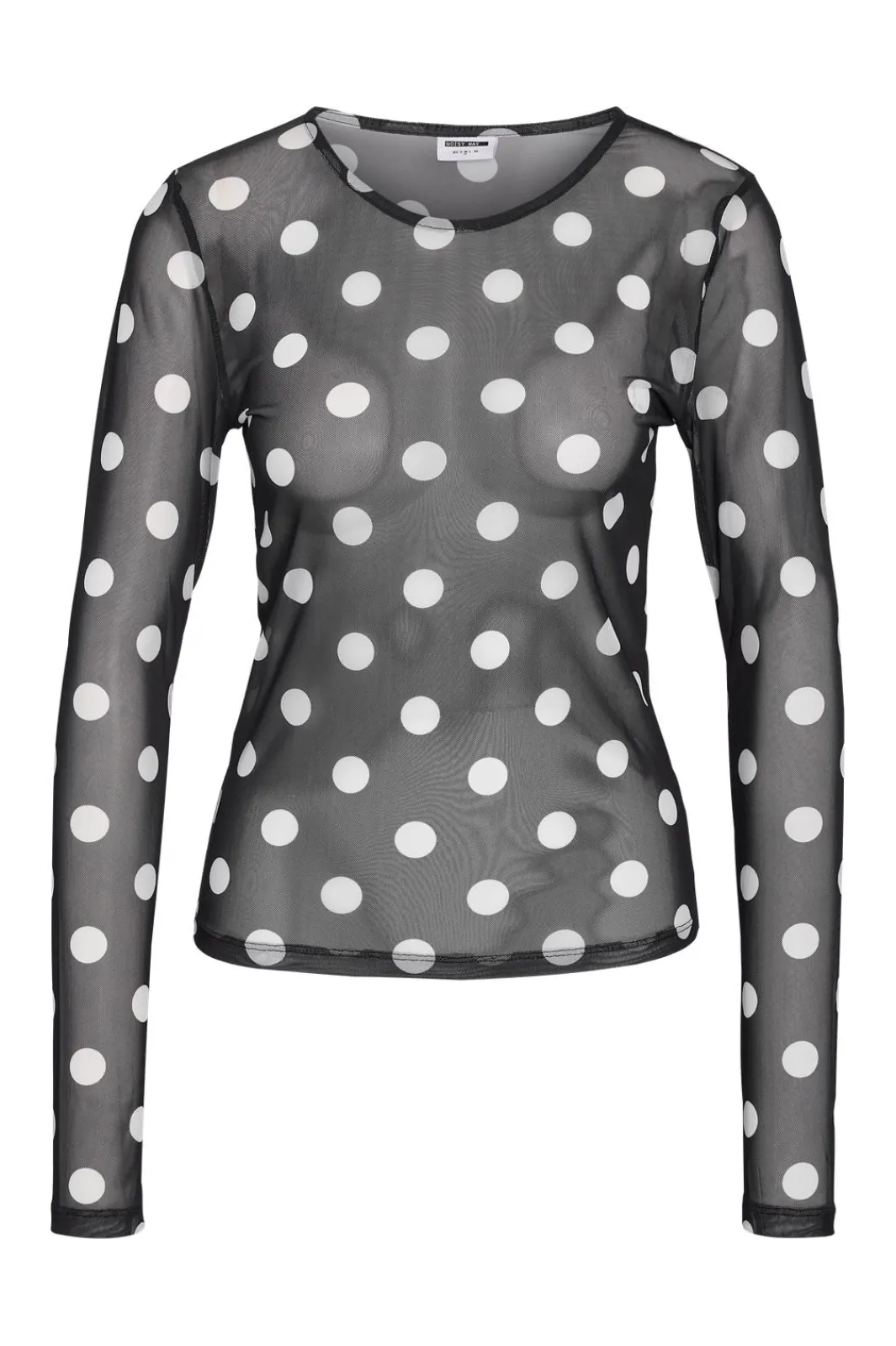New Noisy May Nmjudith L/S Mesh Top Lx 5021359 Black Big Polka