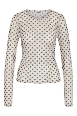 Discount Noisy May Nmjudith L/S Mesh Top Lx 5021364 Snow White Small Polka
