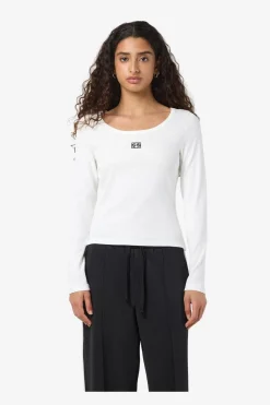 Best Noisy May Nmjudy L/S Embr Top 4863106 Cloud Dancer Black Embr