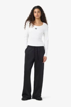 Best Noisy May Nmjudy L/S Embr Top 4863106 Cloud Dancer Black Embr