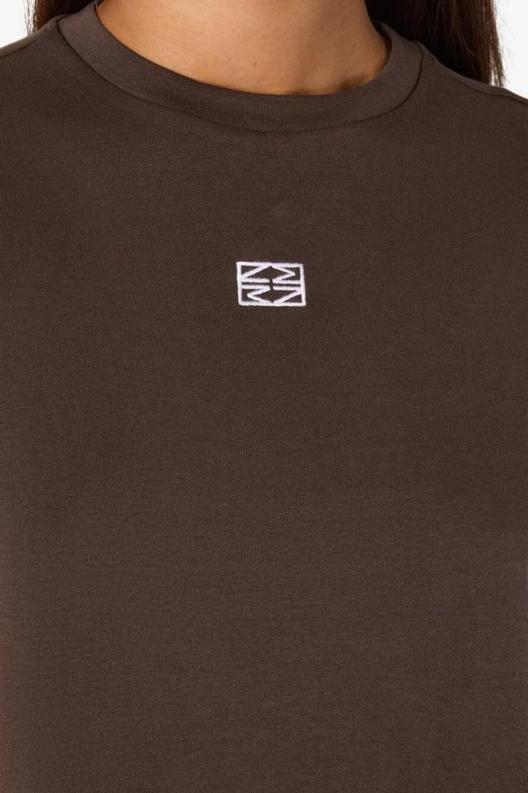 Noisy May Nmkim S/S Slit T-Shrt Fwd 5056308 Chocolate Brown White Emb