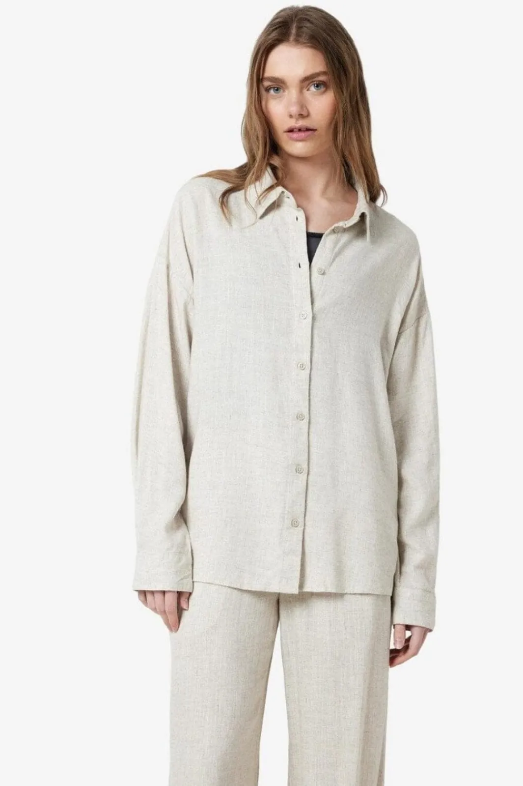 Sale Noisy May Nmleilani L/S Loose Shirt 4260401 Natural
