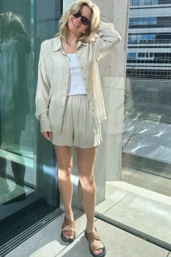 Sale Noisy May Nmleilani L/S Loose Shirt 4260401 Natural