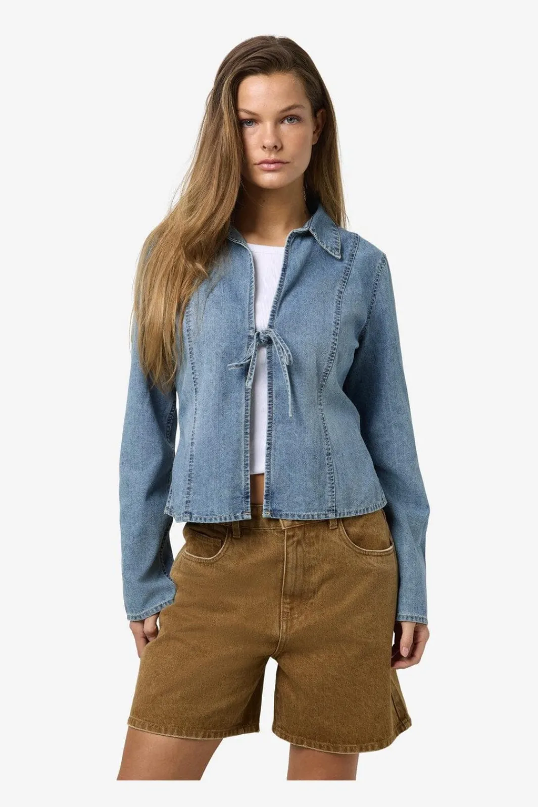 Discount Noisy May Nmmaisy L/S String Denim Shirt Bs031Lb 4801537 Light Blue Denim