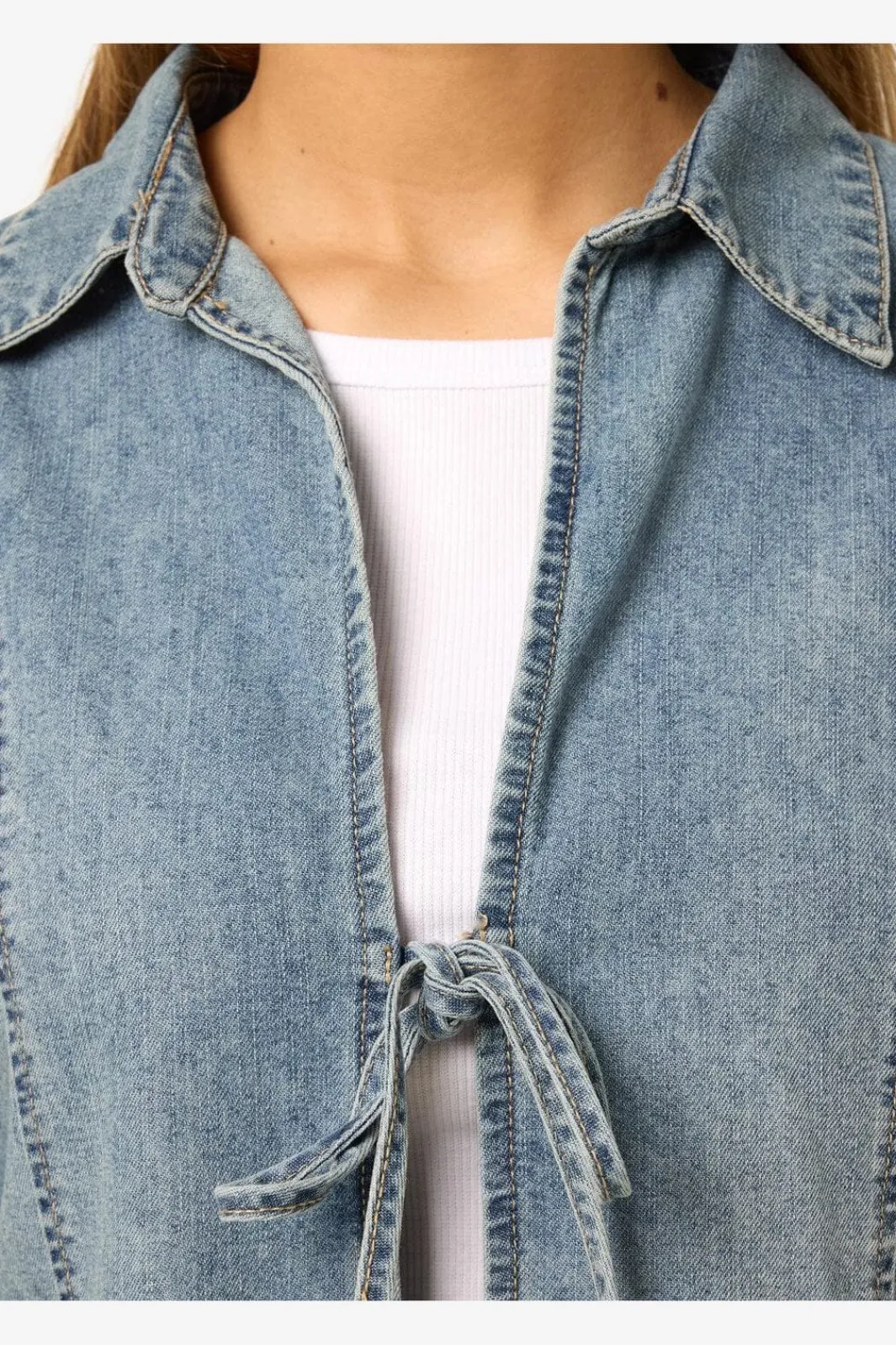 Discount Noisy May Nmmaisy L/S String Denim Shirt Bs031Lb 4801537 Light Blue Denim
