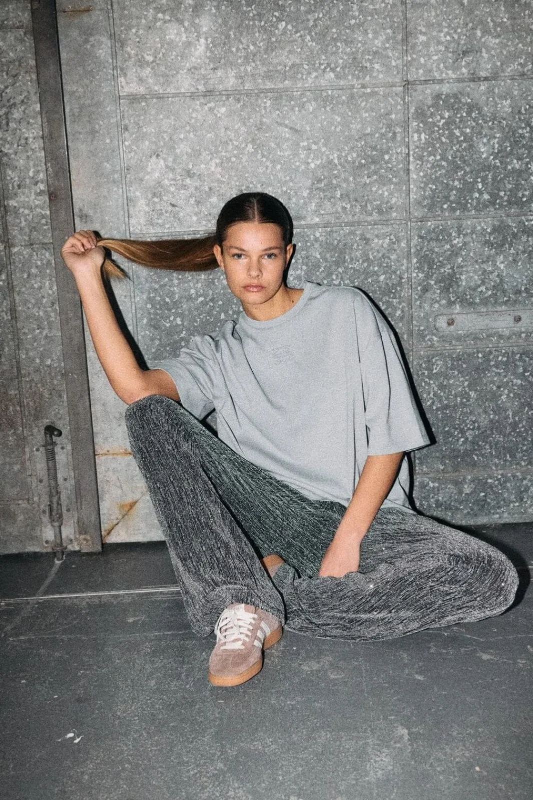 Best Noisy May Nmnadine Glitter Embos T-Shirt 4764934 Light Grey Melange Silver Lurex