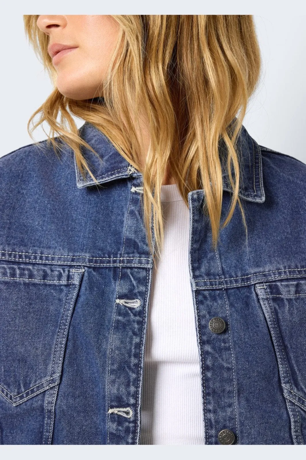 Online Noisy May Nmronja L/S Crop Jacket Vi433Mb 4411985 Medium Blue Denim