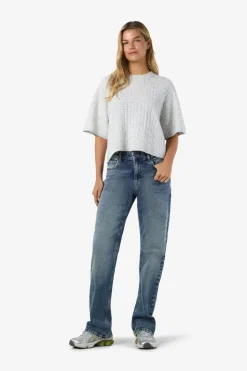 Online Noisy May Nmsmilla S/S Cable Knit Top 4923869 Light Grey Melange