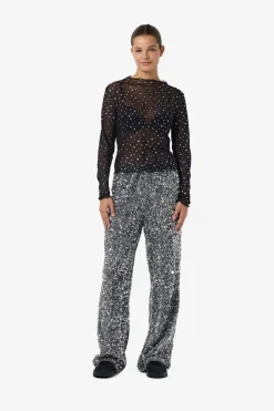 Best Noisy May Nmstar Foil L/S High Neck Mesh Fwd 4651141 Black Silver Glitter Stars