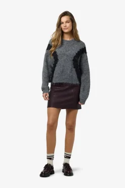 Online Noisy May Nmsutton L/S O-Neck Lace Knit Fwd 4986587 Dark Grey Melange Lace