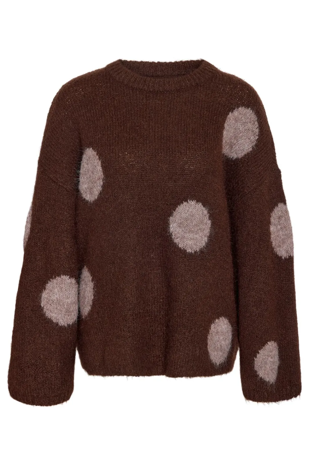 New Noisy May Nmsutton L/S Polka Dot Oversize Knit Fwd 5062577 French Roast Natural Melange Dots
