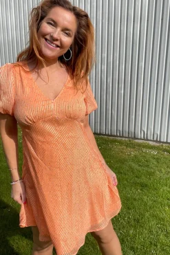 Outlet Neo Noir Nobu Sparkle Dress Tangerine