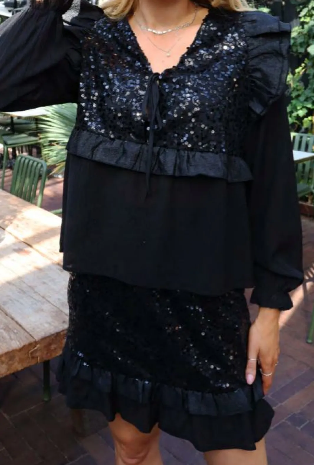 New Liberte Nor Frill Skirt 22268 Black Sequins