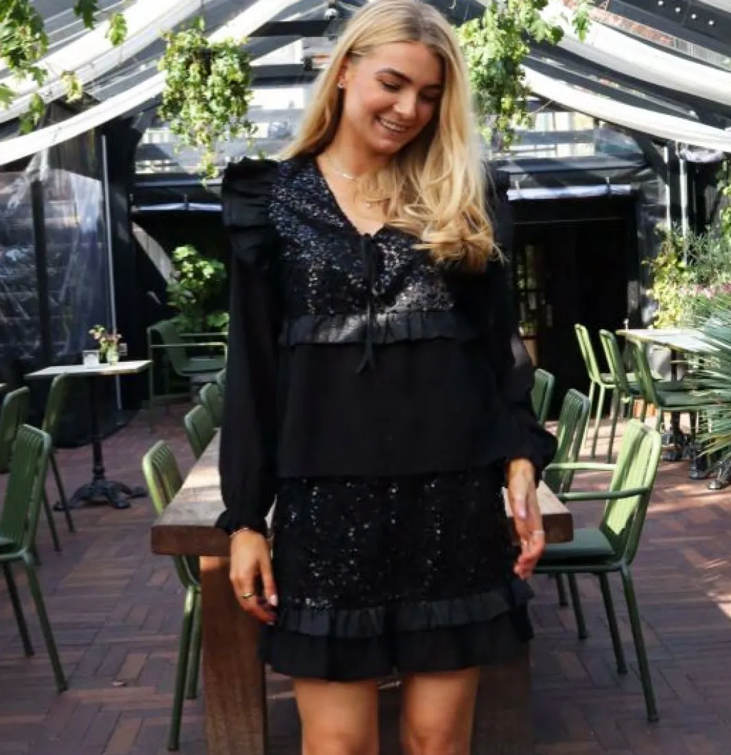 New Liberte Nor Frill Skirt 22268 Black Sequins