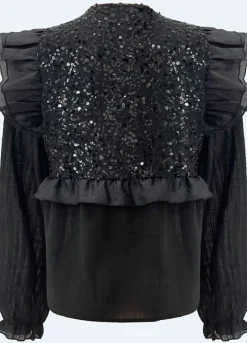 Discount Liberte Nor Ls Frill Blouse 22267 Black Sequins