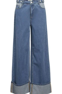 Discount Object Objcasey Lo Denim Pants Aw Fair 24 4752668 Medium Blue Denim Stripe Fold Up