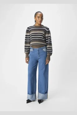 Discount Object Objcasey Lo Denim Pants Aw Fair 24 4752668 Medium Blue Denim Stripe Fold Up