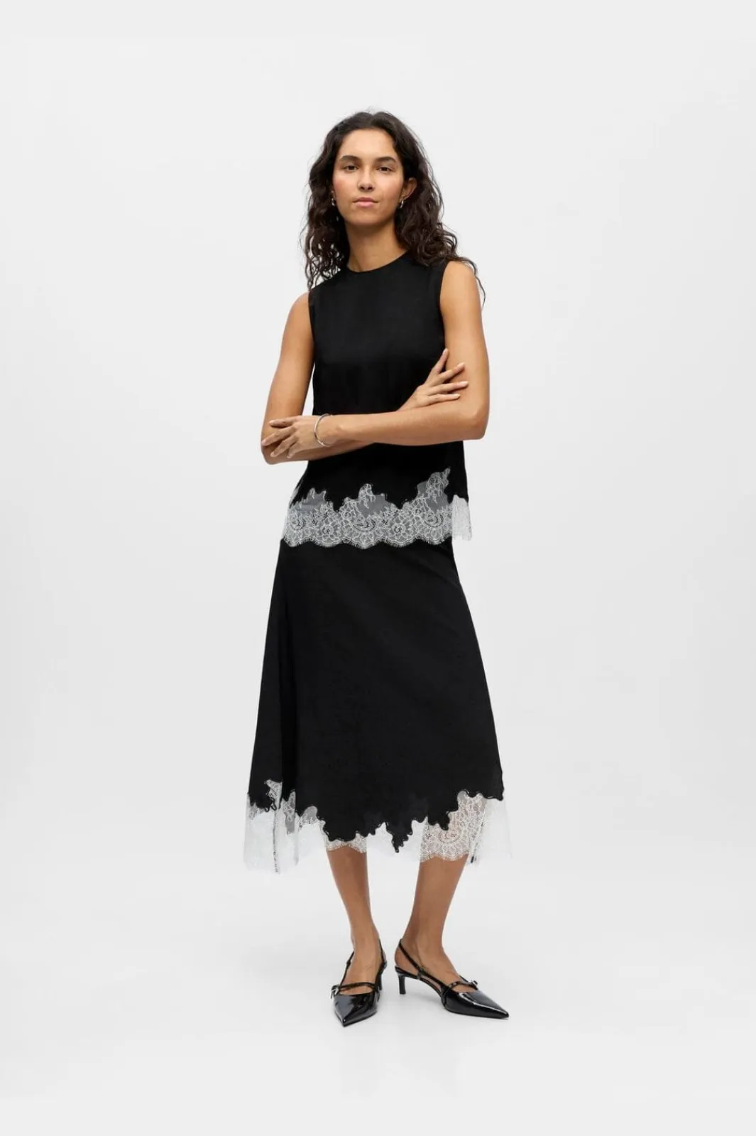 Best Object Objdalme Sl Lace Top Aw Fair 25 5065712 Black White Lace