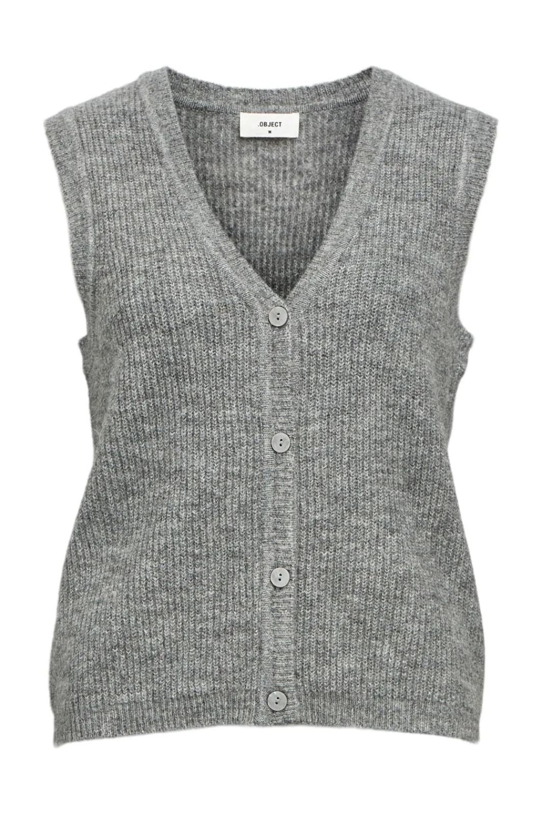 Outlet Object Objdiana Re V-Neck Knit Vest 4638801 Medium Grey Melange