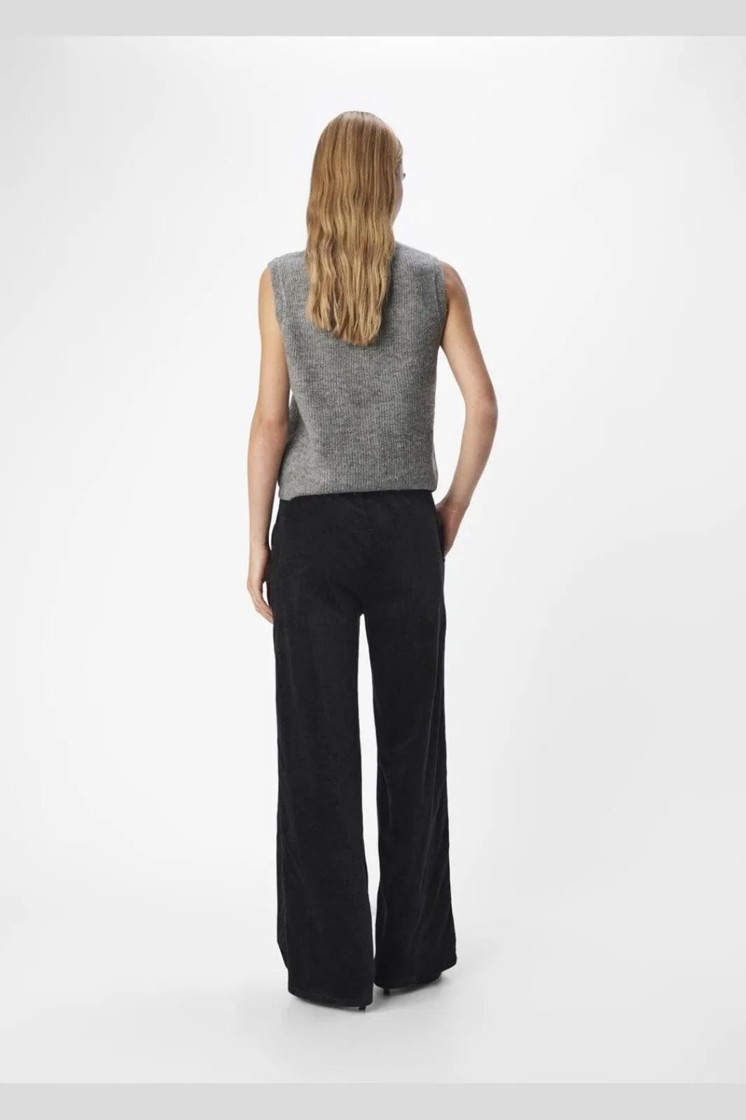 Outlet Object Objdiana Re V-Neck Knit Vest 4638801 Medium Grey Melange