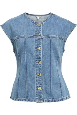 Object Objdivona Denim S/L Waistcoat 140 4823942 Medium Blue Denim