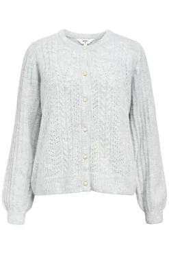 Best Object Objflora Re Ls Knit Button Cardigan 4789037 Light Grey Melange