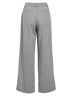 Best Object Objlisa Wide Pant 4800477 Medium Grey Melange Humus Pinstripe